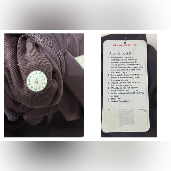 Lululemon Align Crop 21' Black Currant - Picture 5 of 6